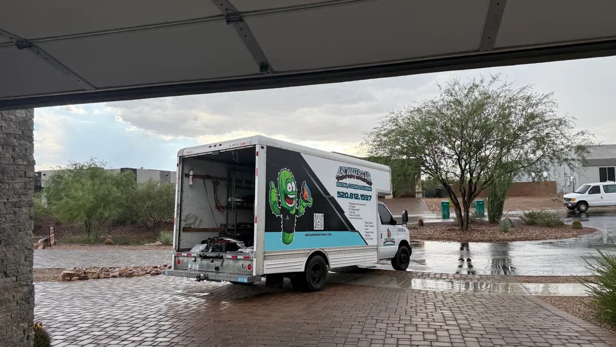 ABC Water & Air service truck fully loaded and ready for a job in Tucson
